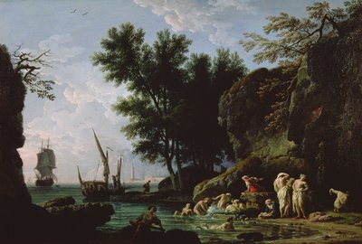 Nymphs bathing in the morning by Claude Joseph Vernet